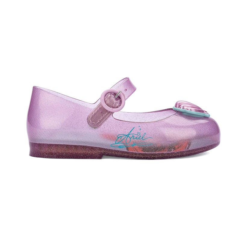 Mini Melissa حذاء ميني ميليسا للبنات - حب حلو + حذاء ماري جين جلي للأطفال الصغار والأطفال - أحذية جلي للبنات الصغيرات مع حزام قابل للتعديل وإبزيم جانبي، وردي/حورية البحر 12 طفل صغير م - Image 1
